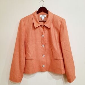 Orvis Vintage Cantaloupe Herringbone Silk Jacket 14